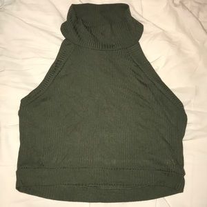 Pacsun dark green ribbed crop top